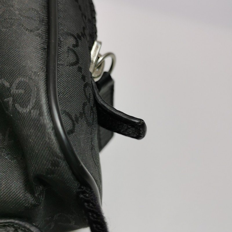 Gucci牛皮尼龍布純色雙G老花皮標字母Logo腰包胸包-24