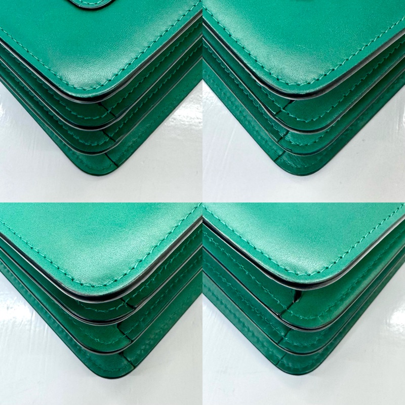 BVLGARI 寶格麗蛇頭系列附鏡手提／肩背兩用包 綠色-3