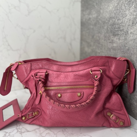 香緹國際精品 878 機車包 粉金 短背帶