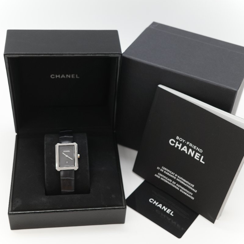 Chanel 香奈兒 BOY·FRIEND 34mm 黑色機刻雕紋 石英腕錶 2017 年-9