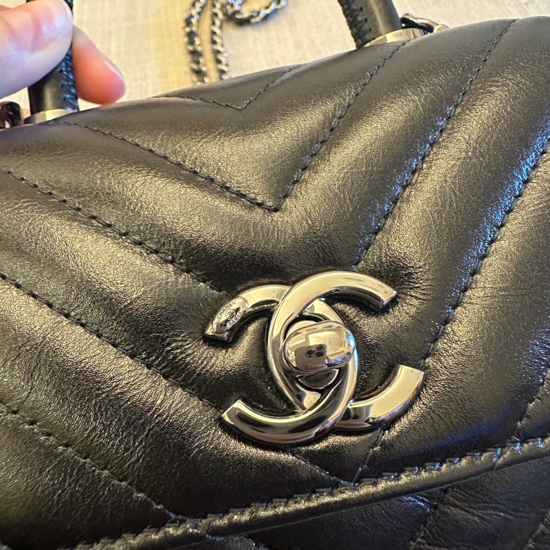 Chanel Coco Handle Nano V紋 黑銀-3