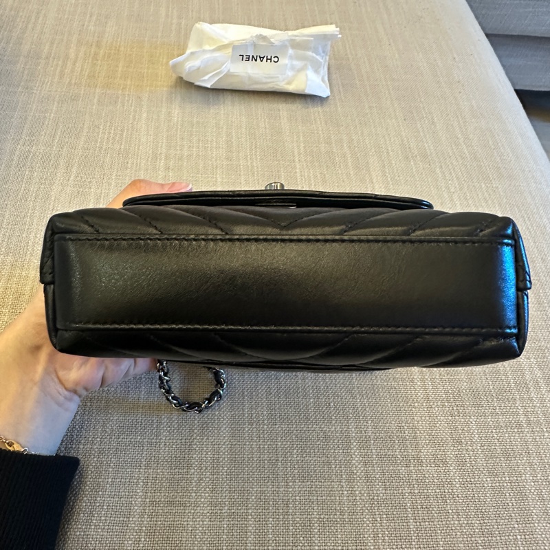 Chanel Coco Handle Nano V紋 黑銀-7