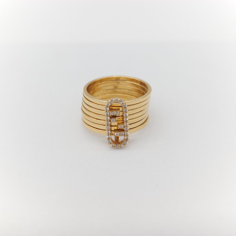 Fendi 芬迪 O'Lock 黃金色 白色水鑽 戒指-1