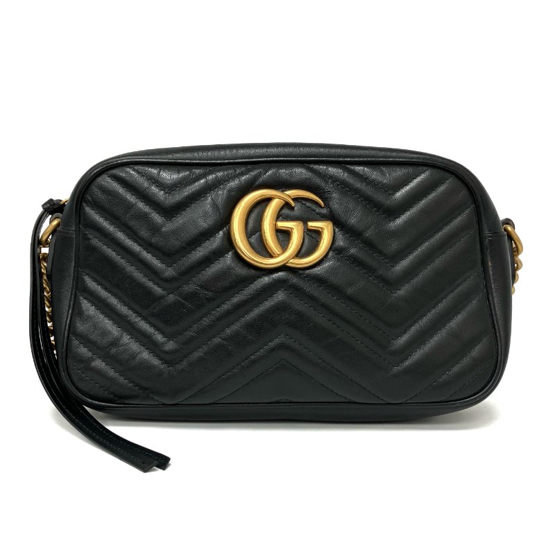 ☆Gucci古馳 Marmont Black Calfskin Cross-body Bag 447632 黑色小牛皮斜背袋 447632 -267001927-1