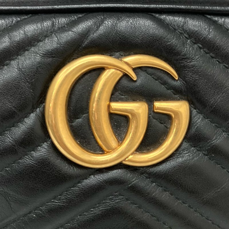 ☆Gucci古馳 Marmont Black Calfskin Cross-body Bag 447632 黑色小牛皮斜背袋 447632 -267001927-7