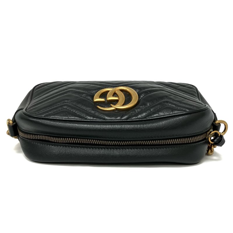 ☆Gucci古馳 Marmont Black Calfskin Cross-body Bag 447632 黑色小牛皮斜背袋 447632 -267001927-8