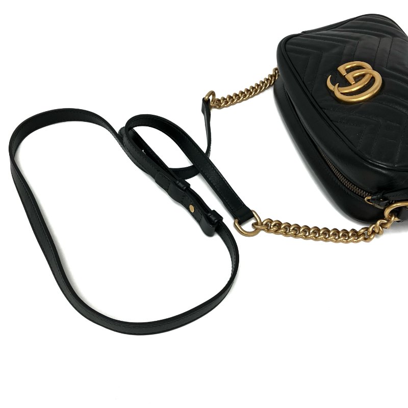 ☆Gucci古馳 Marmont Black Calfskin Cross-body Bag 447632 黑色小牛皮斜背袋 447632 -267001927-10