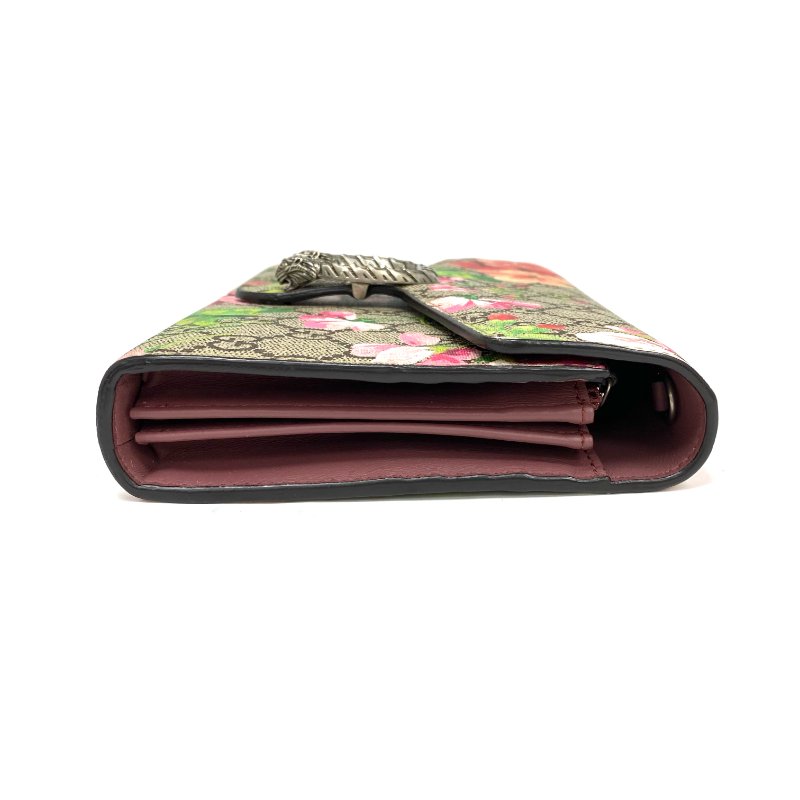 ☆Gucci古馳 Dionysus Brown, Pink Coated Canvas GG Monogram Flower Wallet On Chain 401231 啡色, 粉紅色塗層帆布GG 花紋花花鏈條銀包401231 -267002363-3