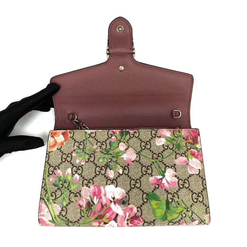 ☆Gucci古馳 Dionysus Brown, Pink Coated Canvas GG Monogram Flower Wallet On Chain 401231 啡色, 粉紅色塗層帆布GG 花紋花花鏈條銀包401231 -267002363-13