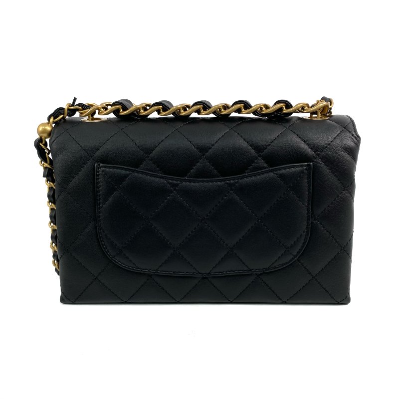△ Chanel 香奈兒 Black Calfskin Gold Tone Metal Single Flap Chain Shoulder Bag AS3227 黑色小牛皮金色金屬鎖鏈肩背袋 - 267003454-2