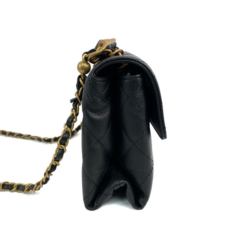△ Chanel 香奈兒 Black Calfskin Gold Tone Metal Single Flap Chain Shoulder Bag AS3227 黑色小牛皮金色金屬鎖鏈肩背袋 - 267003454-4