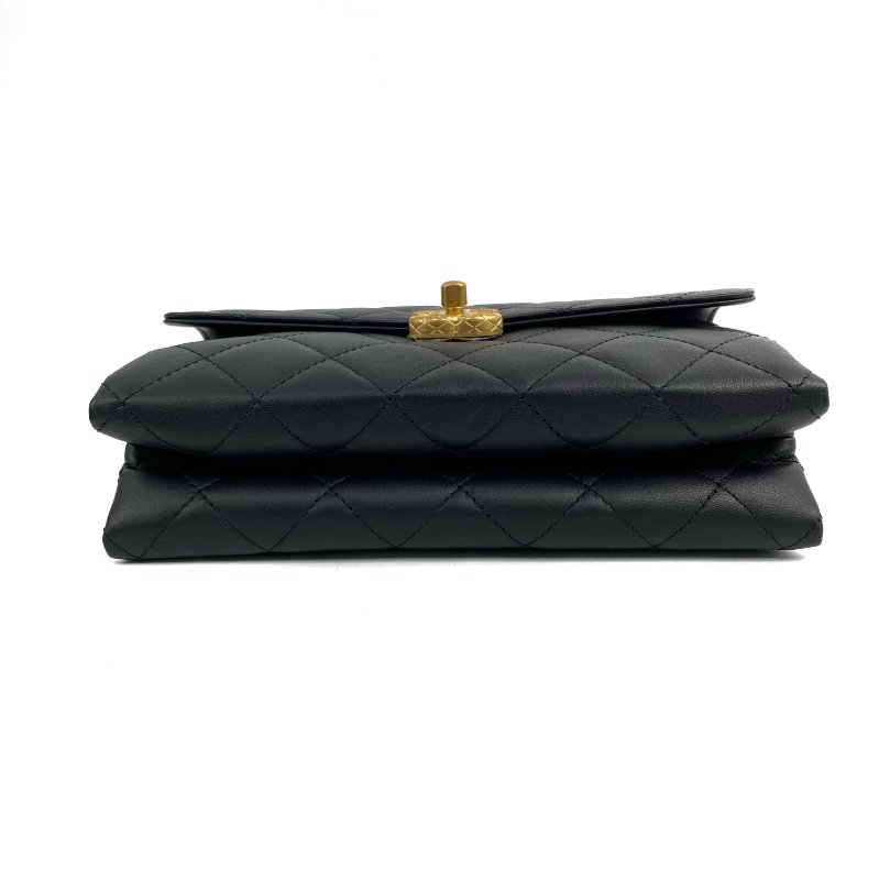 △ Chanel 香奈兒 Black Calfskin Gold Tone Metal Single Flap Chain Shoulder Bag AS3227 黑色小牛皮金色金屬鎖鏈肩背袋 - 267003454-5