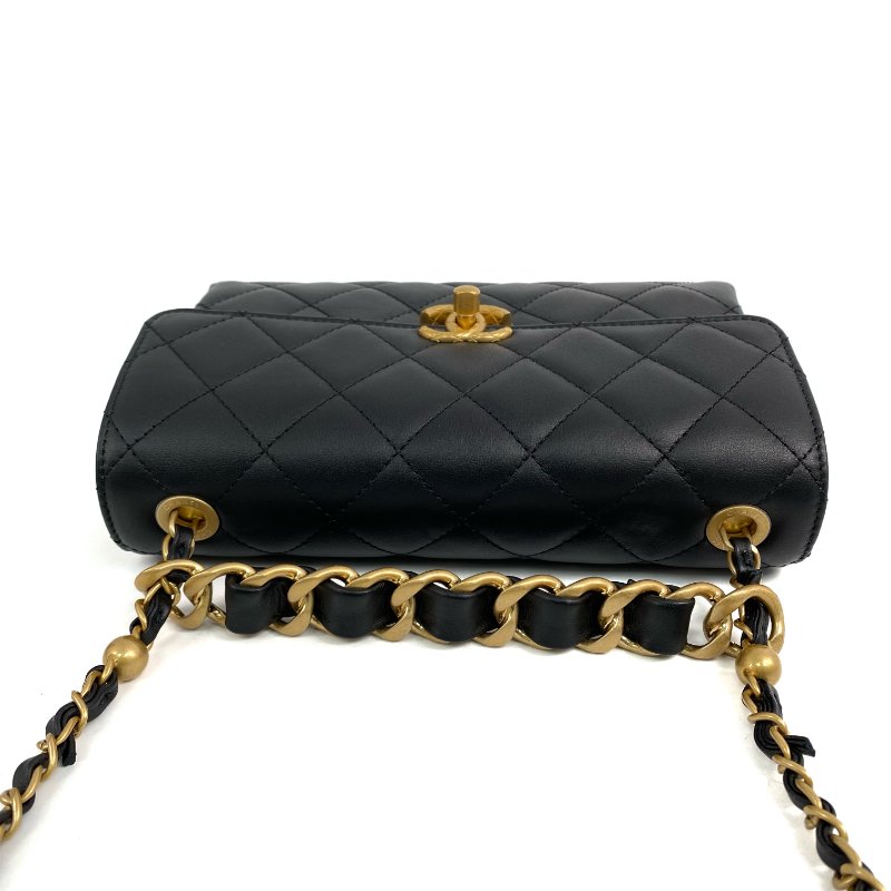 △ Chanel 香奈兒 Black Calfskin Gold Tone Metal Single Flap Chain Shoulder Bag AS3227 黑色小牛皮金色金屬鎖鏈肩背袋 - 267003454-6