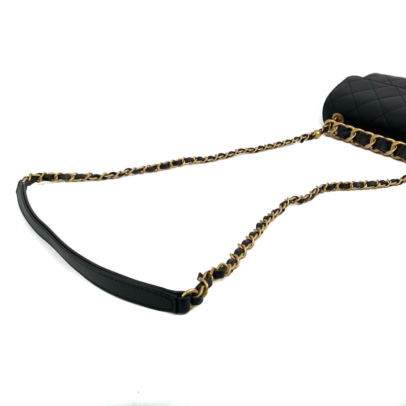 △ Chanel 香奈兒 Black Calfskin Gold Tone Metal Single Flap Chain Shoulder Bag AS3227 黑色小牛皮金色金屬鎖鏈肩背袋 - 267003454-8