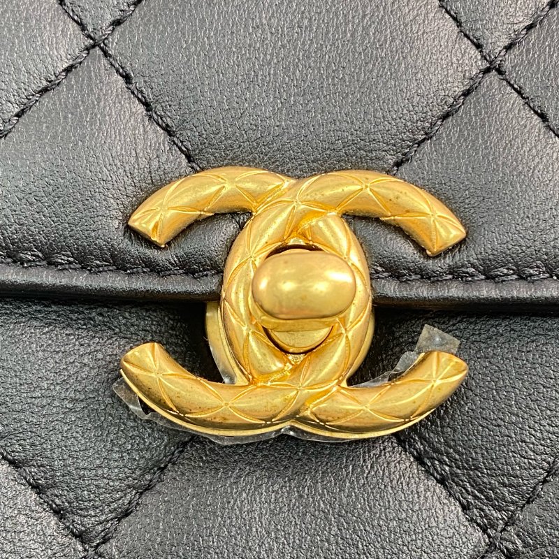 △ Chanel 香奈兒 Black Calfskin Gold Tone Metal Single Flap Chain Shoulder Bag AS3227 黑色小牛皮金色金屬鎖鏈肩背袋 - 267003454-13