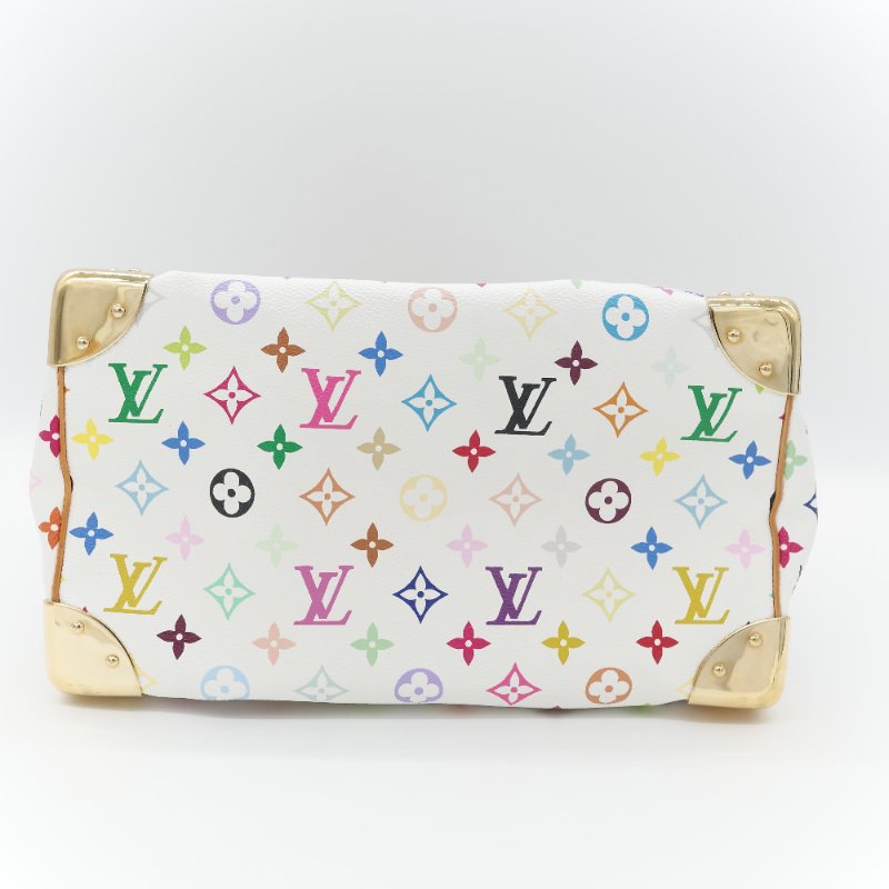 （限量保存款♥️日本同款已經 12 萬了）Louis Vuitton X 村上隆 路易威登 Speedy30 白三彩 經典花紋 手提包 枕頭包-7