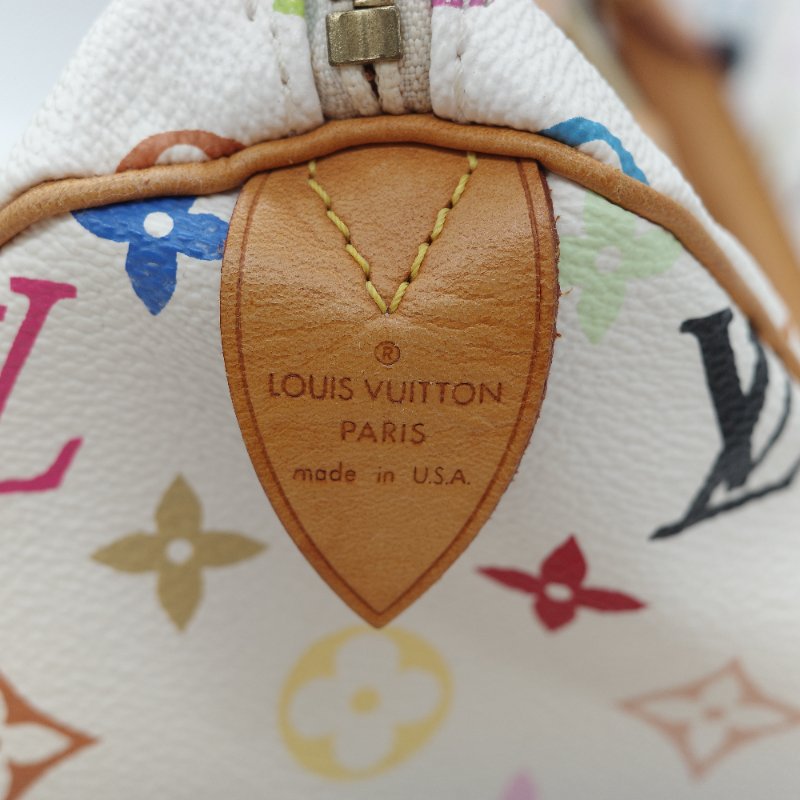 （限量保存款♥️日本同款已經 12 萬了）Louis Vuitton X 村上隆 路易威登 Speedy30 白三彩 經典花紋 手提包 枕頭包-10