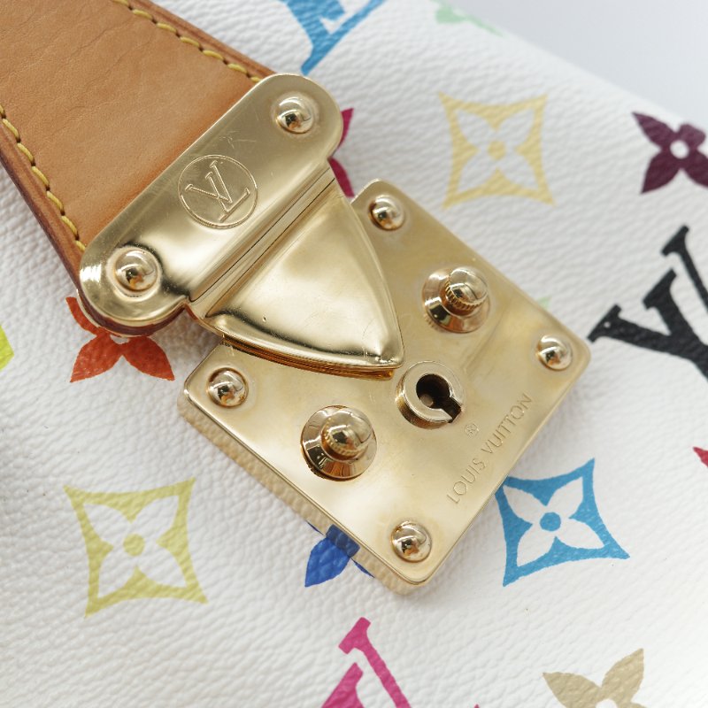 （限量保存款♥️日本同款已經 12 萬了）Louis Vuitton X 村上隆 路易威登 Speedy30 白三彩 經典花紋 手提包 枕頭包-11