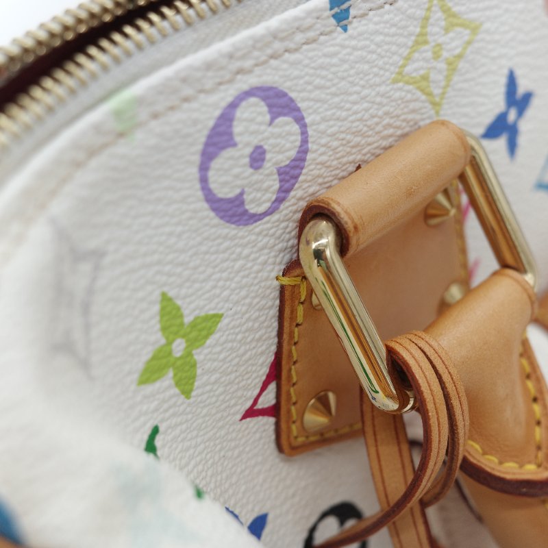 （限量保存款♥️日本同款已經 12 萬了）Louis Vuitton X 村上隆 路易威登 Speedy30 白三彩 經典花紋 手提包 枕頭包-14