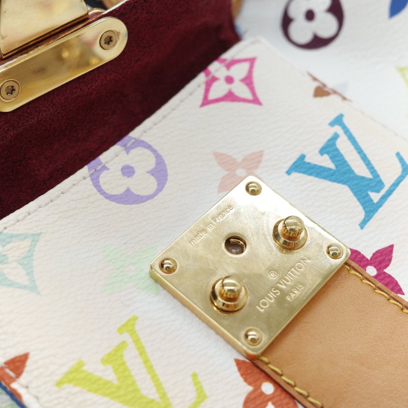 （限量保存款♥️日本同款已經 12 萬了）Louis Vuitton X 村上隆 路易威登 Speedy30 白三彩 經典花紋 手提包 枕頭包-18