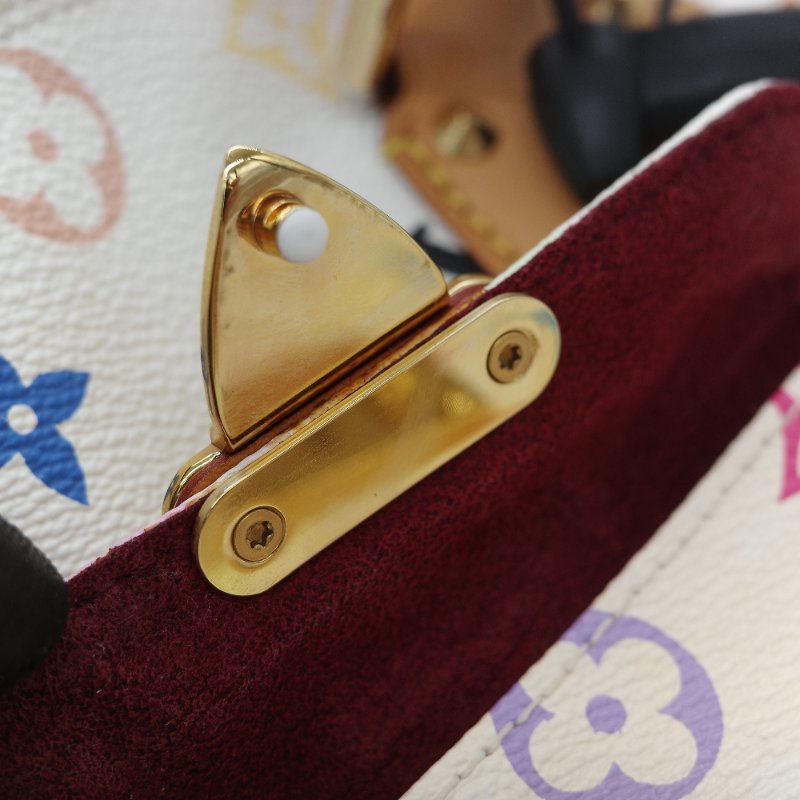 （限量保存款♥️日本同款已經 12 萬了）Louis Vuitton X 村上隆 路易威登 Speedy30 白三彩 經典花紋 手提包 枕頭包-19