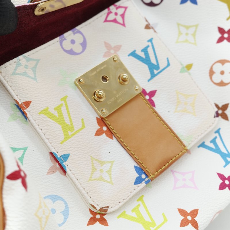 （限量保存款♥️日本同款已經 12 萬了）Louis Vuitton X 村上隆 路易威登 Speedy30 白三彩 經典花紋 手提包 枕頭包-20