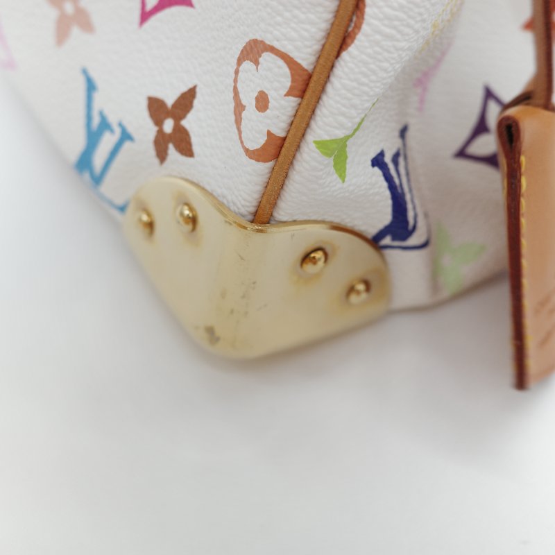 （限量保存款♥️日本同款已經 12 萬了）Louis Vuitton X 村上隆 路易威登 Speedy30 白三彩 經典花紋 手提包 枕頭包-21