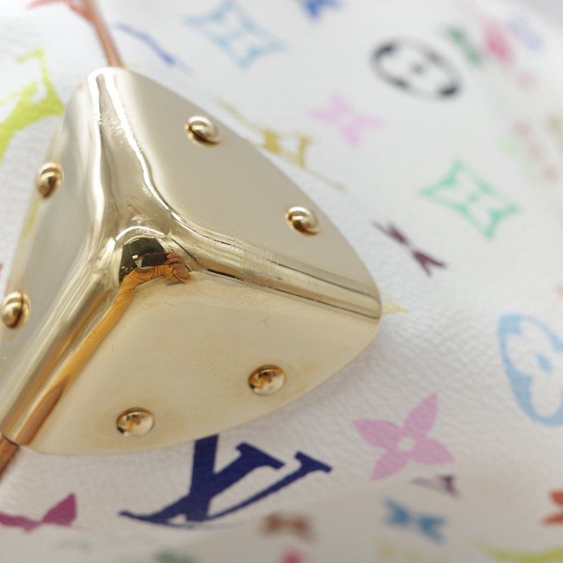（限量保存款♥️日本同款已經 12 萬了）Louis Vuitton X 村上隆 路易威登 Speedy30 白三彩 經典花紋 手提包 枕頭包-23
