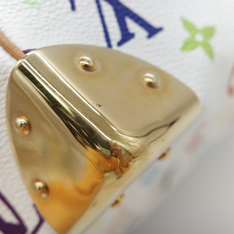 （限量保存款♥️日本同款已經 12 萬了）Louis Vuitton X 村上隆 路易威登 Speedy30 白三彩 經典花紋 手提包 枕頭包-24