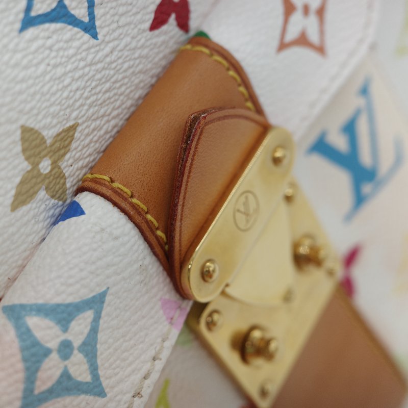 （限量保存款♥️日本同款已經 12 萬了）Louis Vuitton X 村上隆 路易威登 Speedy30 白三彩 經典花紋 手提包 枕頭包-26