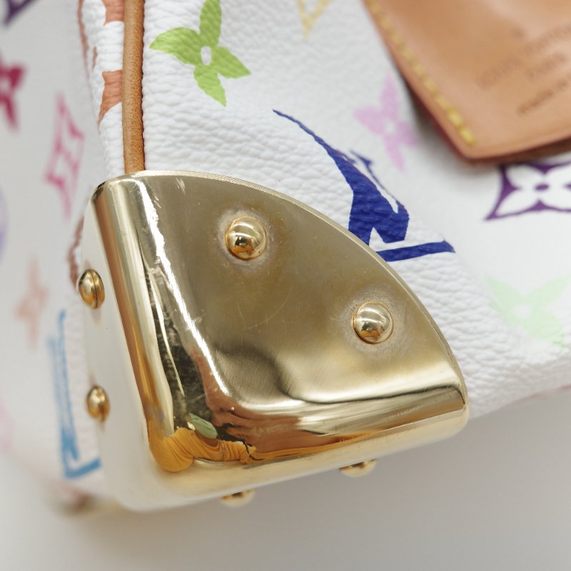 （限量保存款♥️日本同款已經 12 萬了）Louis Vuitton X 村上隆 路易威登 Speedy30 白三彩 經典花紋 手提包 枕頭包-28