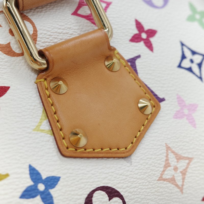 （限量保存款♥️日本同款已經 12 萬了）Louis Vuitton X 村上隆 路易威登 Speedy30 白三彩 經典花紋 手提包 枕頭包-30