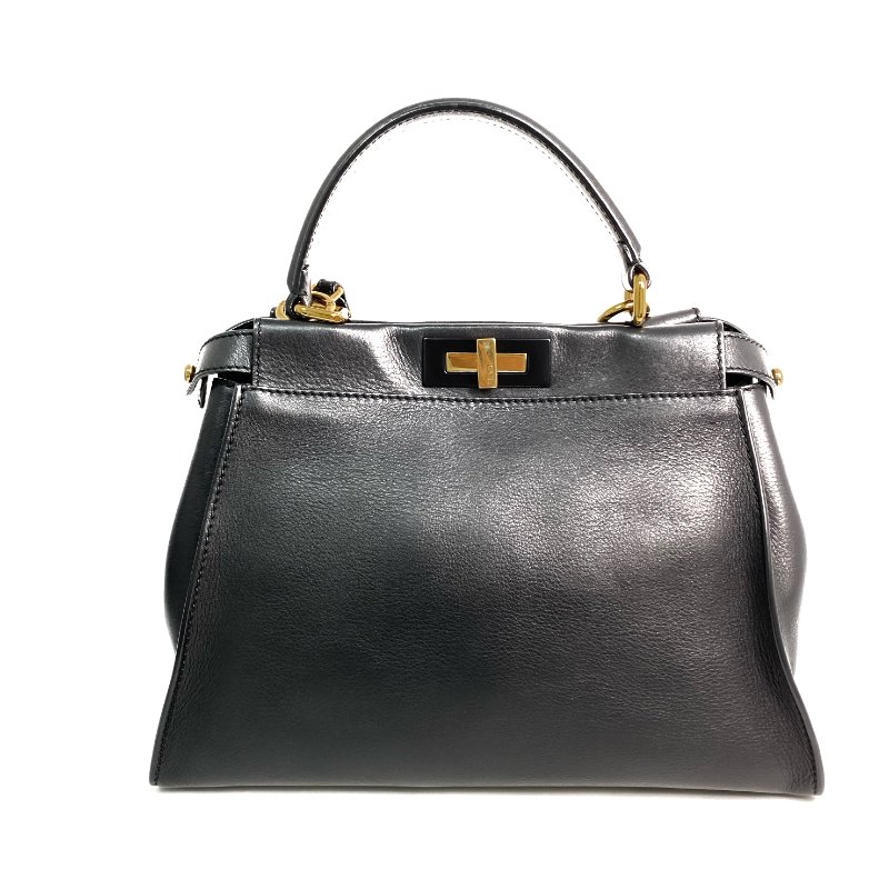 △ Fendi 芬迪 Black Calfskin Peekaboo 2 Way Bag 黑色小牛皮兩用袋 - 267003465-1