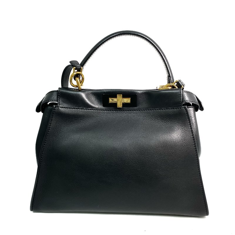 △ Fendi 芬迪 Black Calfskin Peekaboo 2 Way Bag 黑色小牛皮兩用袋 - 267003465-2