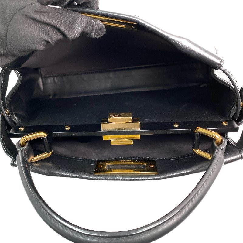 △ Fendi 芬迪 Black Calfskin Peekaboo 2 Way Bag 黑色小牛皮兩用袋 - 267003465-17