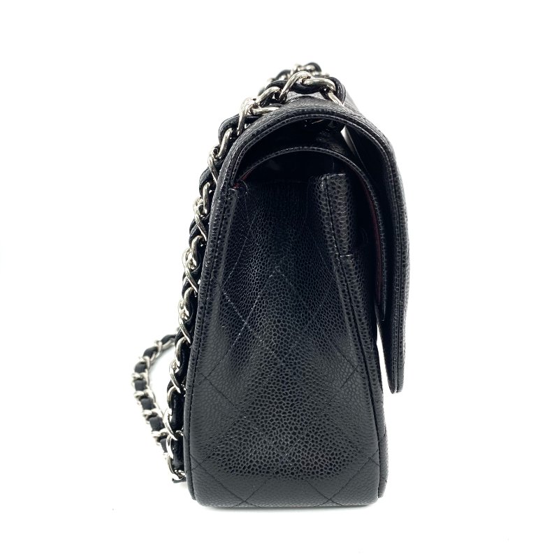 △ Chanel 香奈兒 CF30 Black Caviar Skin Silver Tone Metal Classic Double Flap Chain Shoulder Bag A58600 No.19 黑色粒紋小牛皮銀色金屬鎖鏈肩背袋No.19 - 267003100-4
