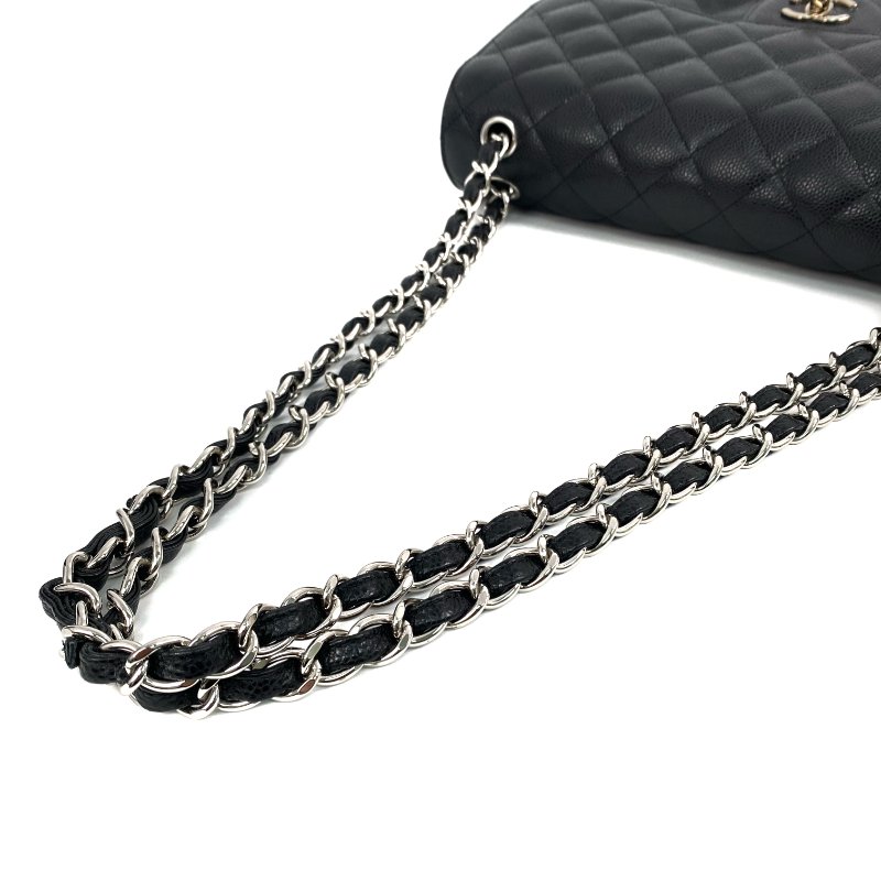 △ Chanel 香奈兒 CF30 Black Caviar Skin Silver Tone Metal Classic Double Flap Chain Shoulder Bag A58600 No.19 黑色粒紋小牛皮銀色金屬鎖鏈肩背袋No.19 - 267003100-7