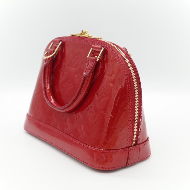 （狀況超級好♥️全網最低）Louis Vuitton 路易威登 Alma BB 辣椒紅 漆皮 手提包 貝殼包 斜挎包-4