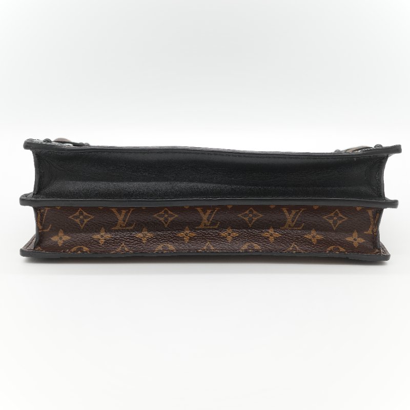 （配件超級全♥️全網最低）Louis Vuitton 路易威登 Monogram Reverse Trunk Clutch 棕色 拼色 金扣 肩背袋-7