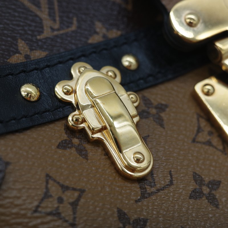 （配件超級全♥️全網最低）Louis Vuitton 路易威登 Monogram Reverse Trunk Clutch 棕色 拼色 金扣 肩背袋-13