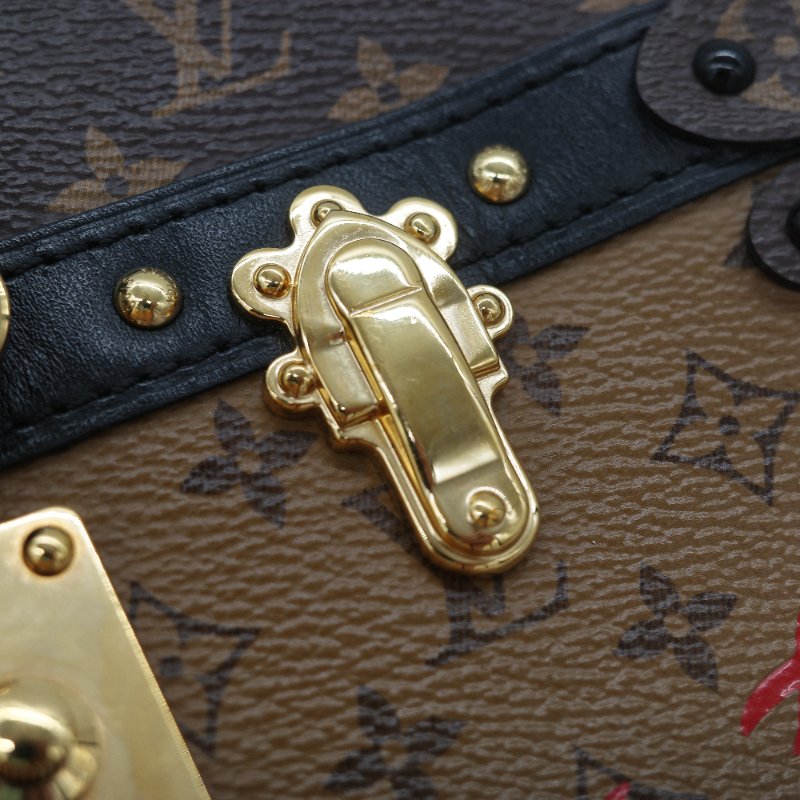 （配件超級全♥️全網最低）Louis Vuitton 路易威登 Monogram Reverse Trunk Clutch 棕色 拼色 金扣 肩背袋-14