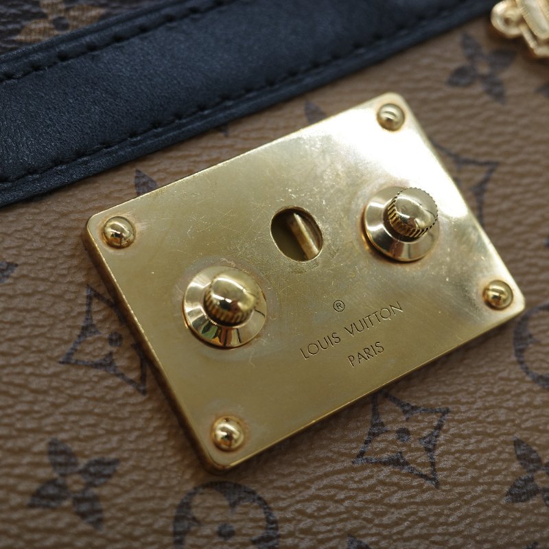 （配件超級全♥️全網最低）Louis Vuitton 路易威登 Monogram Reverse Trunk Clutch 棕色 拼色 金扣 肩背袋-20