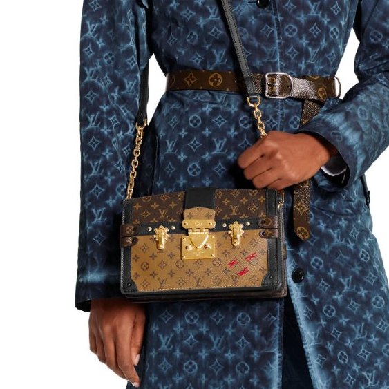 （配件超級全♥️全網最低）Louis Vuitton 路易威登 Monogram Reverse Trunk Clutch 棕色 拼色 金扣 肩背袋-1