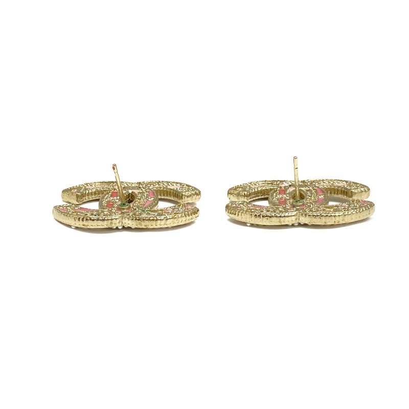 ☆ Chanel 香奈兒 Gold Tone Metal Pink Rhinestones Faux Pearl CC Earrings A19B 金色金屬粉紅色水鑽仿珍珠CC耳環 A19B - 267004151-3