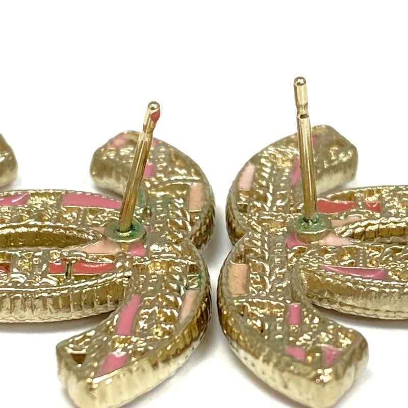 ☆ Chanel 香奈兒 Gold Tone Metal Pink Rhinestones Faux Pearl CC Earrings A19B 金色金屬粉紅色水鑽仿珍珠CC耳環 A19B - 267004151-4