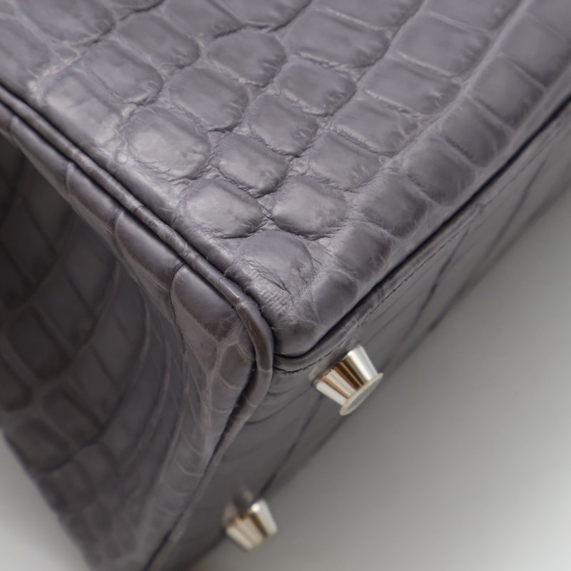 HERMES Kelly 28 霧面鱷魚皮 - 巴黎灰銀 🅀-23