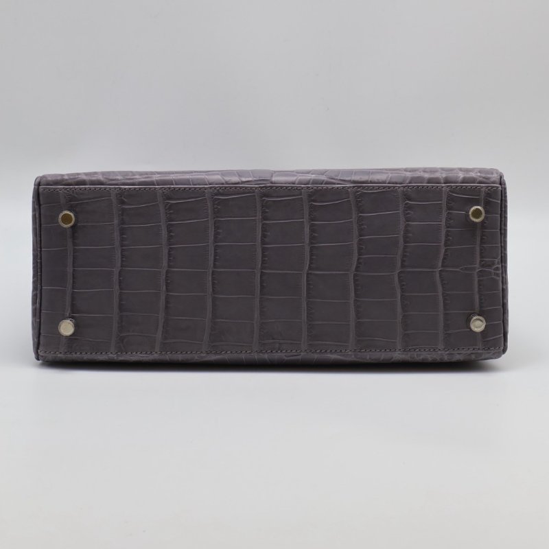 HERMES Kelly 28 霧面鱷魚皮 - 巴黎灰銀 🅀-24