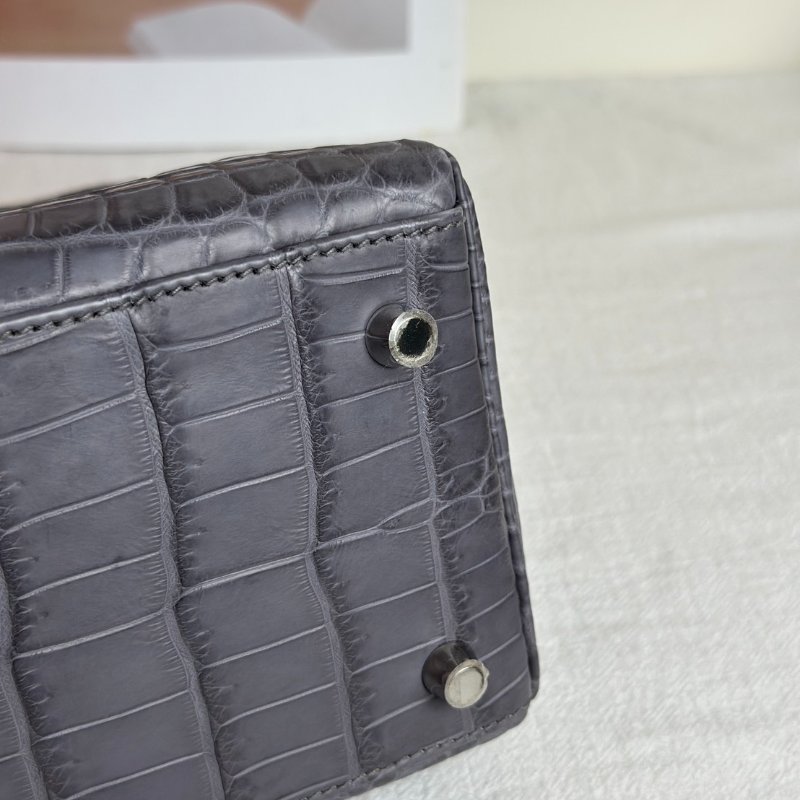 HERMES Kelly 28 霧面鱷魚皮 - 巴黎灰銀 🅀-8