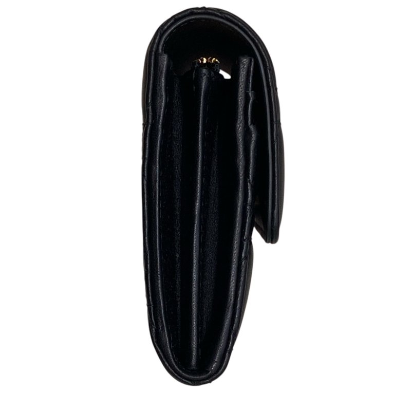 Dior迪奧 Jolie Orchid 長夾 羊皮 籐格紋 黑色 金扣-2