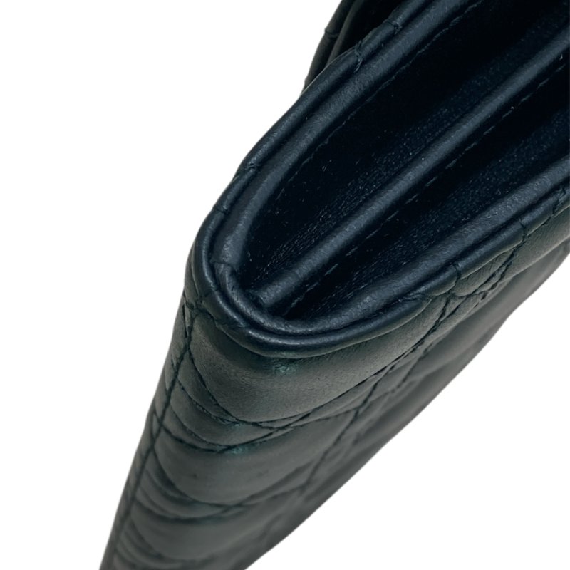 Dior迪奧 Jolie Orchid 長夾 羊皮 籐格紋 黑色 金扣-6